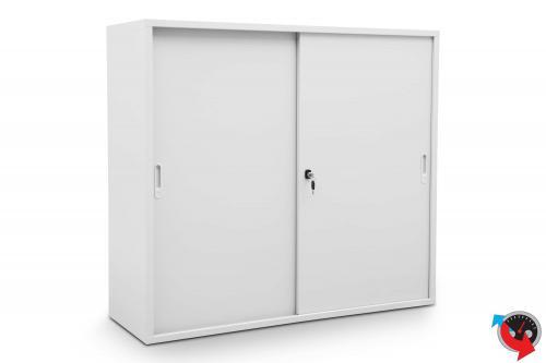 Stahl-Schiebetüren-Schrank - 3 OH- lichtgrau - 120 x 42 x 109 cm - sofort lieferbar !