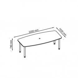 Konferenztisch Ahorn, Bootsform -  Füße verchromt - 220 cm lang- sofort lieferbar !!
