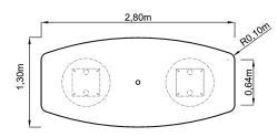 Konferenztisch Buche, Bootsform -  2 Säulenfüße verchromt - 280 cm lang - extra gross- sofort lieferbar !!