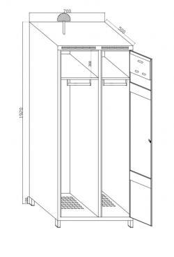 Stahl-Einsatzspind - Feuerwehrspind - Feuerwehrschrank - Gesamtbreite 70 cm - 2 Abteile - RAL 7035 Lichtgrau - Drehriegelverschluss - Schwarz-Weiß-Spind für eine Person- Preishammer- sofort lieferbar !!!!!!!!!!!!