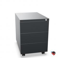 Artikel Nr. 505921 - Stahl Rollcontainer- Design - ohne Griffmulde - 3 Schübe - schwarz -60 cm tief - Teleskopschiene - Lieferzeit ca-4-6 Wochen !