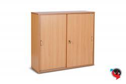 Artikel Nr. 114662 - Aktenschrank Holz, Budget Star-Sideboard mit Schiebetüren, 120 x 40 x 109,5 cm- Buche - 3 OH - super stabil mit Sichtrückwand - Preishammer - sofort lieferbar !