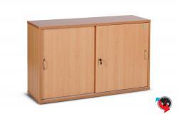 Artikel Nr. 114652 - Aktenschrank Holz, Budget Star-Sideboard mit Schiebetüren, 120 x 40 x 74,4 cm- Buche - 2 OH - super stabil mit Sichtrückwand - Preishammer - sofort lieferbar !