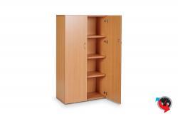 Aktenschrank Holz, Budget Star- Büroschrank mit Flügeltüren, 80 x 37,5 x 143 cm- Buche - 4 OH - super stabil mit Sichtrückwand - Preishammer - sofort lieferbar !