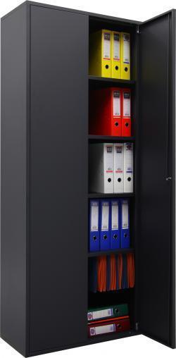 Stahlschrank, Stahl Aktenschrank - 5 Ordnerhöhen - 92 x 42 x 195 cm - komplett schwarz RAL 9005 - sofort lieferbar !