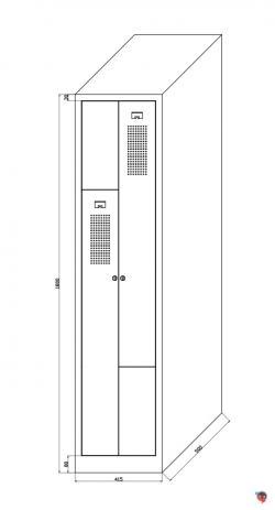 Stahl Z Schrank - Z Spinde - Türen blau - 2 Abteile - Gesamt 40 cm  breit - 2 Drehriegel - Lieferzeit ca. 2-3 Wochen ! 