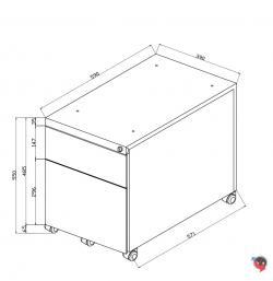 Stahl Rollcontainer- Design - ohne Griffmulde - 1 Schub - 1 Hängeregisterauszug - lichtgrau 59 cm tief - Teleskopschiene -  sofort lieferbar !