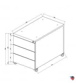 Stahl Rollcontainer- Design - ohne Griffmulde - 3 Schübe - lichtgrau 60 cm tief - Teleskopschiene -  sofort lieferbar !