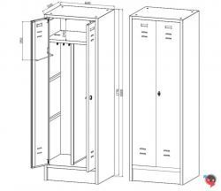 Stahl Kleiderspind - 2 Abteile mit Schwarz-Weiß-Trennung für 1 Person - Abteilbreite 30 cm Gesamtbreite 60 cm -mittig schließend - 1 Drehriegel - sofort lieferbar - Preishit !