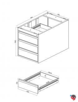 Stahl-Unterbaucontainer lichtgrau für Schreibtische lichtgrau - 3 Schübe - Lieferzeit sofort !