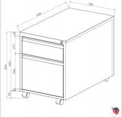 Stahl Rollcontainer - Basic - 1 Schub- 1 Hängeregisterauszug - lichtgrau - 60 cm tief- Top Preis- ! sofort lieferbar !!! 