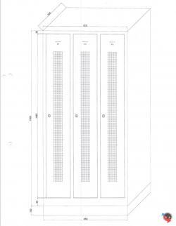 Stahl-Belüftungs-Kleiderspind - Premium Star mit Designlochung zur besseren Belüftung Ihrer Kleidung - 3er-Spind mit Hutboden und Schuhboden - Abteilbreite 30 cm - 2 Drehriegel  - Türen RAL 5015 Himmelblau - sofort lieferbar - der schöne Spind - Topseller