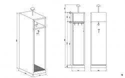 Feuerwehrschrank Serie Budget - Komplettset mit Türen und Füssen ! Oben 1 Wertfach und 1 Abteil für Mäntel und Ausrüstung - Helmhalter - Mass: 41,5 breit x 50 tief  x 190 cm hoch mit Füsse - sofort lieferbar ! Topseller- Preisstar ! 