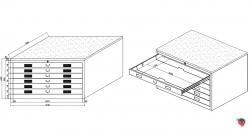 Stahl-Zeichnungsschrank -DIN A 1, mit 6 Schubladen- schwarz -8-10 Wochen Lieferzeit !